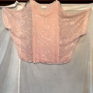 Sigrid Olsen Pink Floral Embroidered Blouse